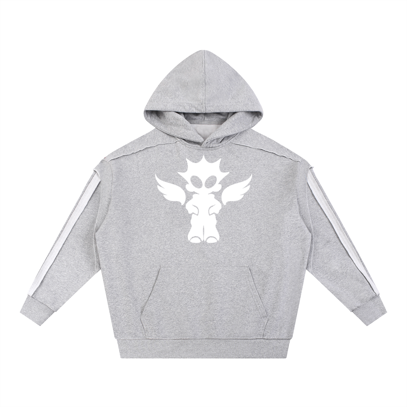 Contrast Tape Raw Edge Double Layered Hoodie