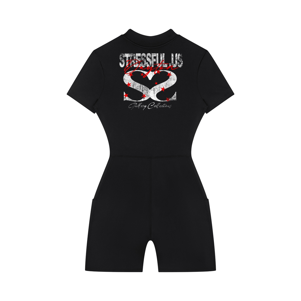 Women's Quarter-Zip Short Sleeve Romper