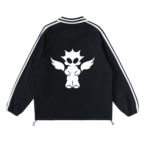 Contrast Striped Lapel Collar Sweatshirt