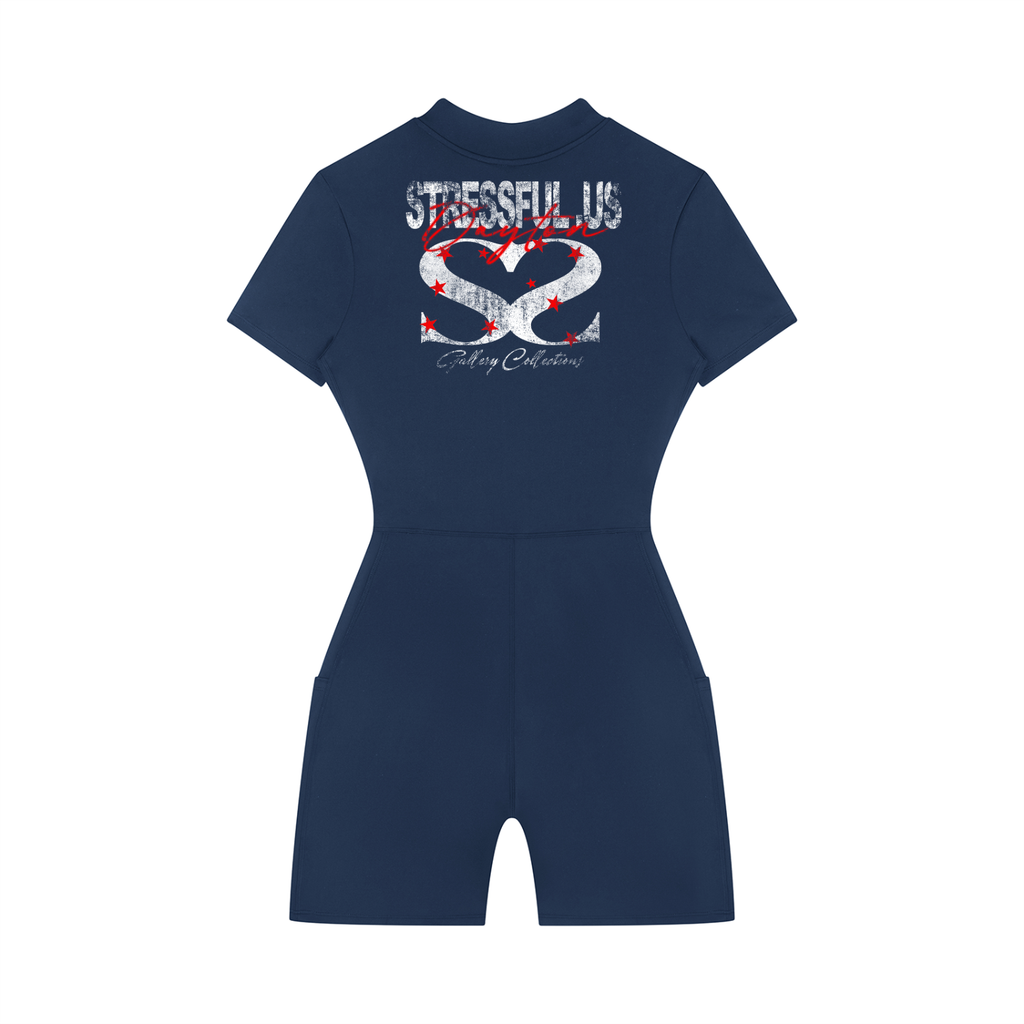 Women's Quarter-Zip Short Sleeve Romper