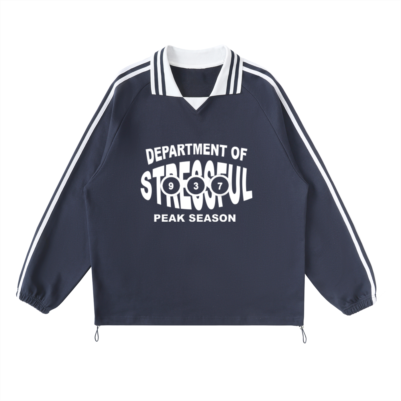 Contrast Striped Lapel Collar Sweatshirt