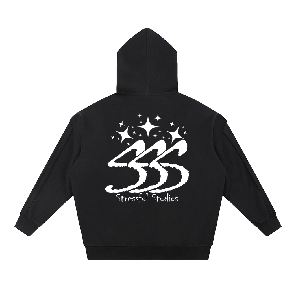 Contrast Tape Raw Edge Double Layered Hoodie