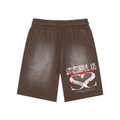 Rectangle Patch Monkey Washed Shorts