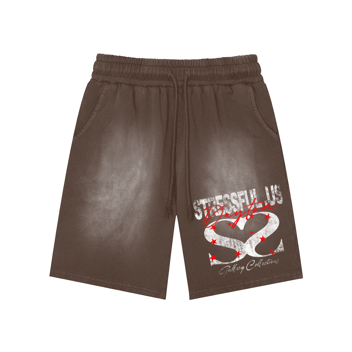 Rectangle Patch Monkey Washed Shorts