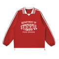 Contrast Striped Lapel Collar Sweatshirt