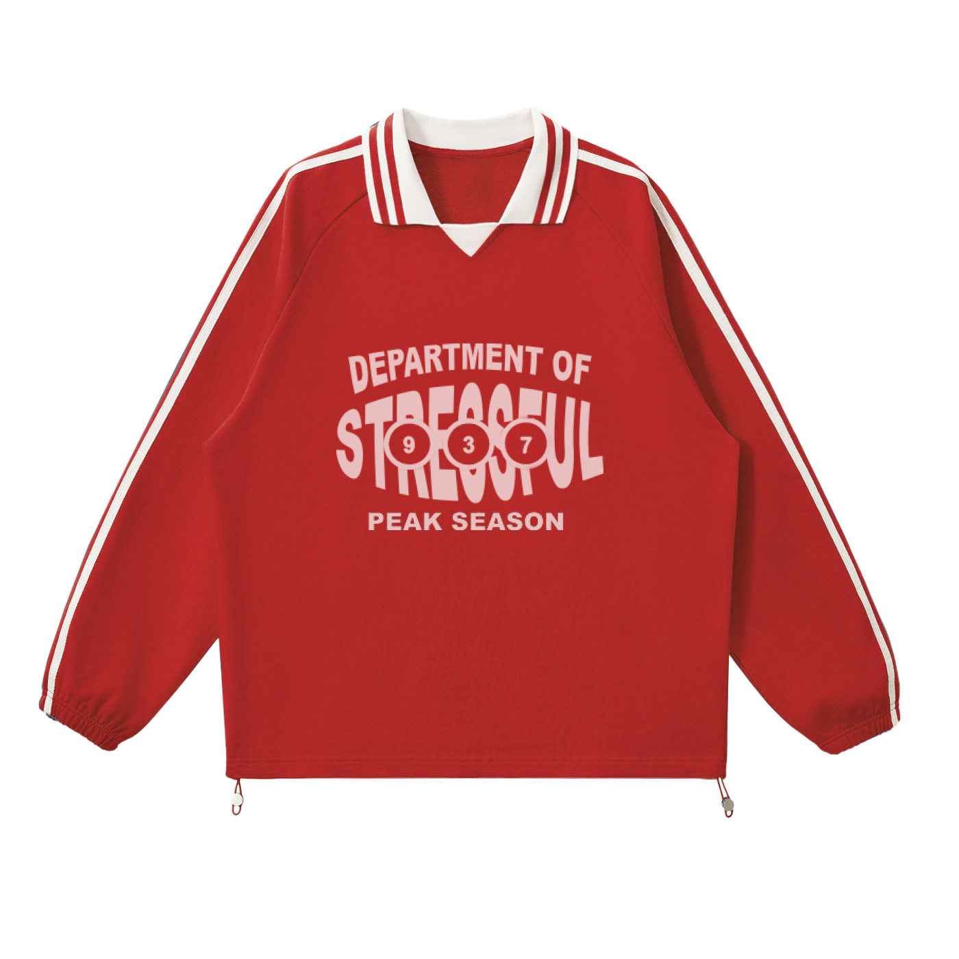 Contrast Striped Lapel Collar Sweatshirt
