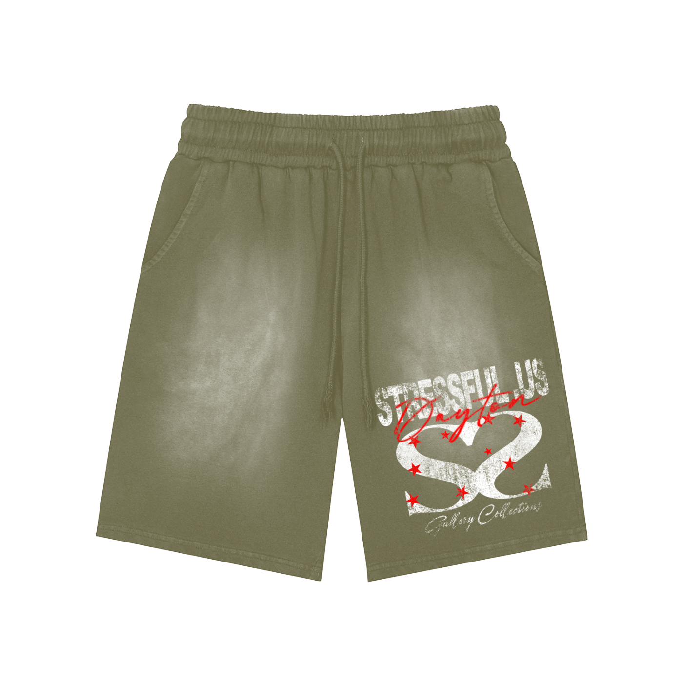 Rectangle Patch Monkey Washed Shorts