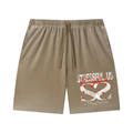 Unisex Vintage Wash Sunfade Waffle Raw Hem Shorts