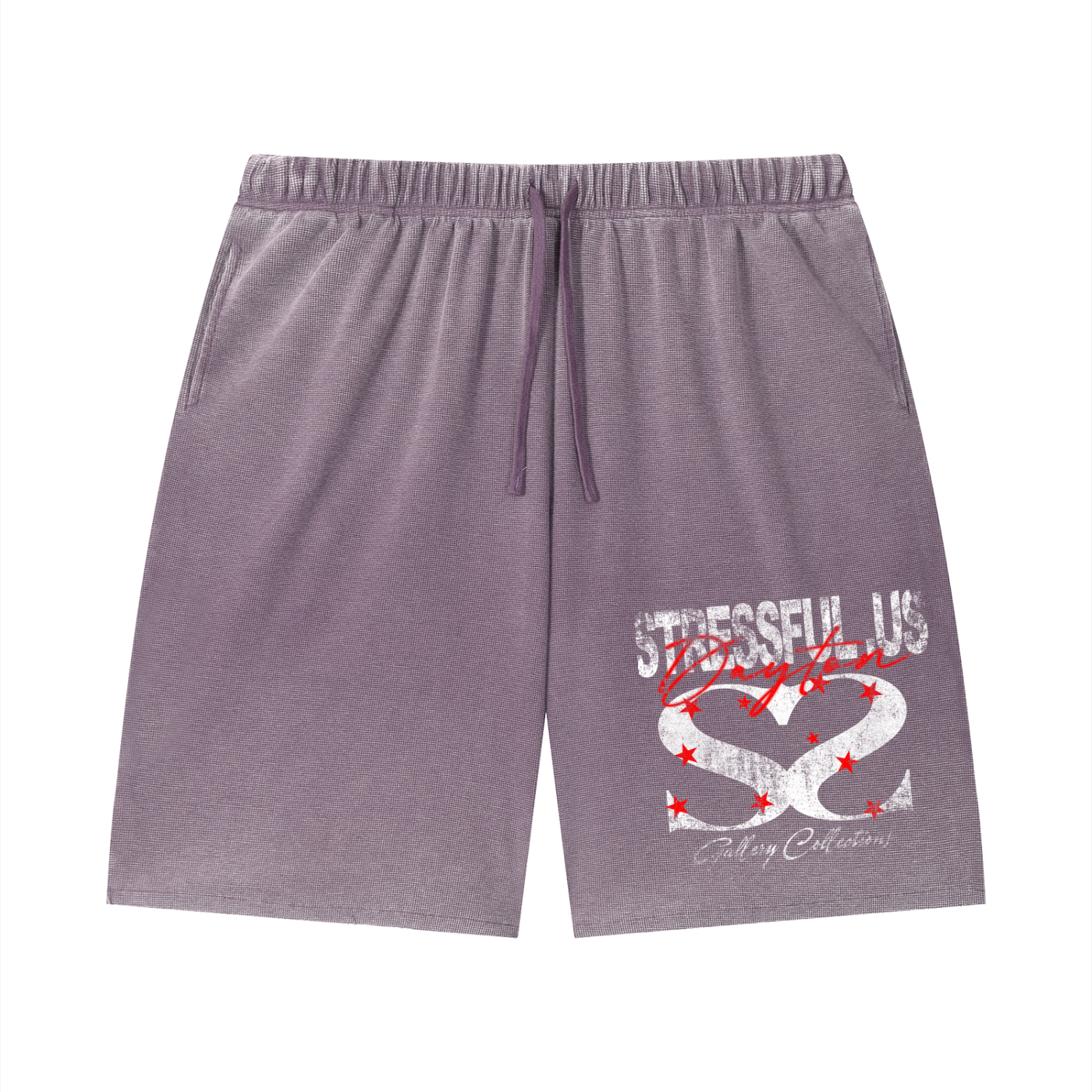 Unisex Vintage Wash Sunfade Waffle Raw Hem Shorts