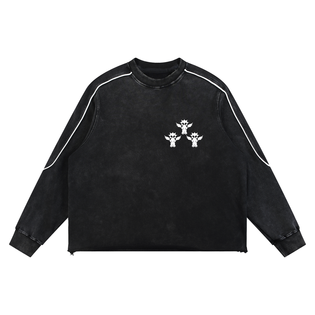 Mineral Wash Piping Raw Hem Sweatshirt