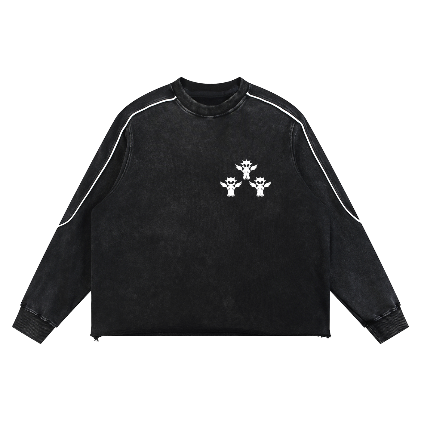 Mineral Wash Piping Raw Hem Sweatshirt