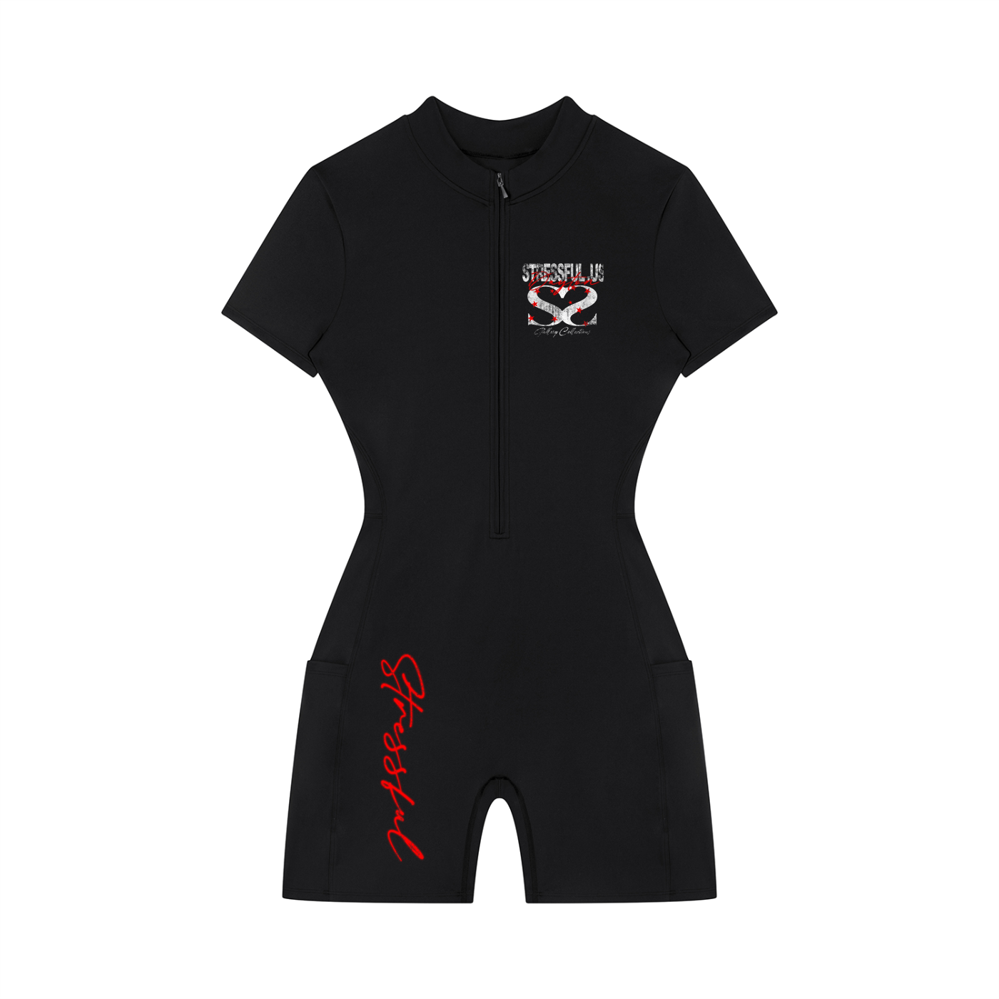 Women's Quarter-Zip Short Sleeve Romper