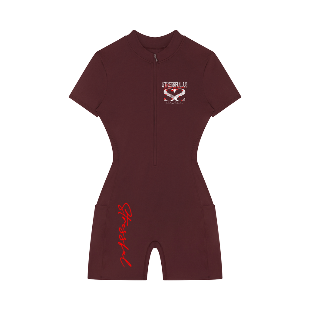 Women's Quarter-Zip Short Sleeve Romper