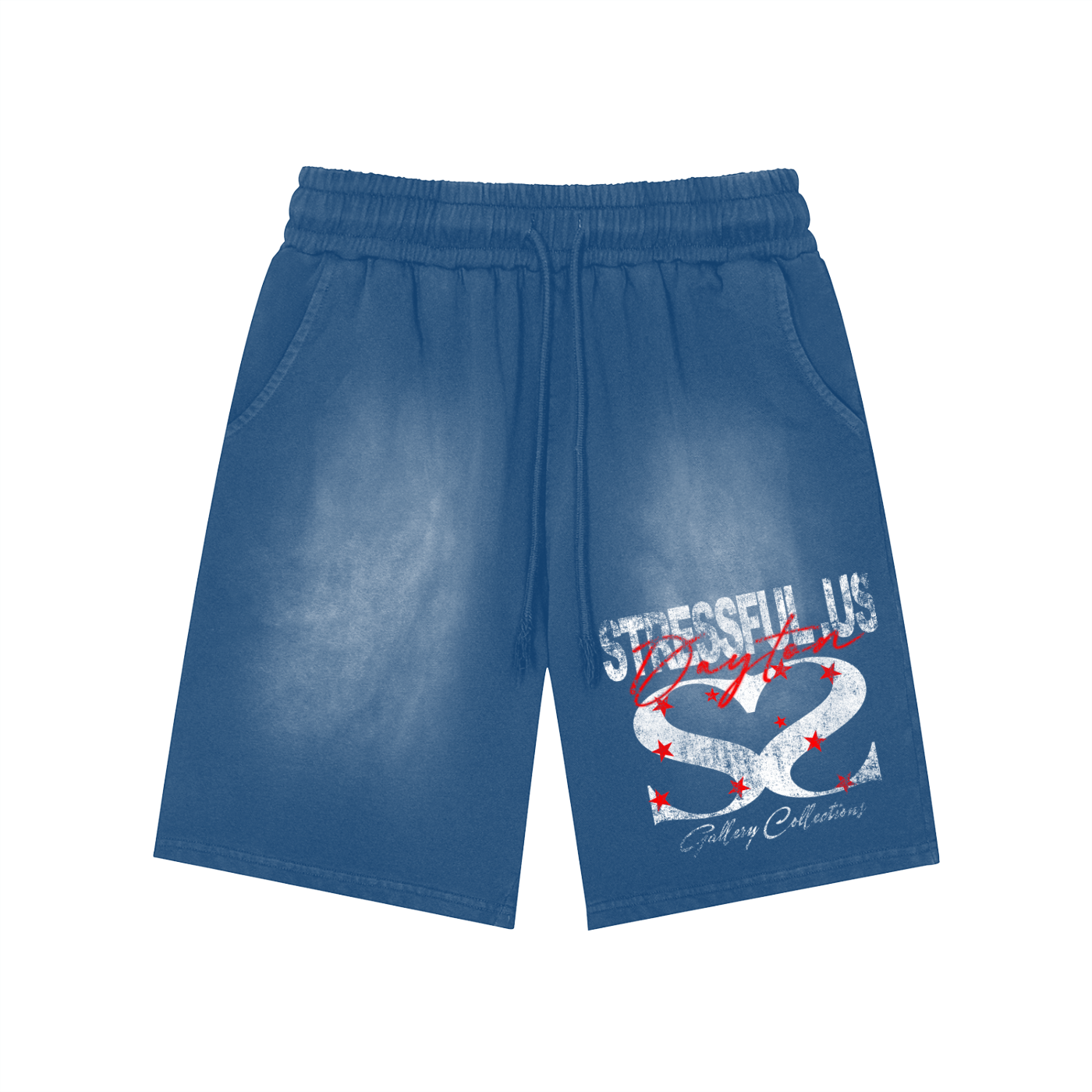 Rectangle Patch Monkey Washed Shorts