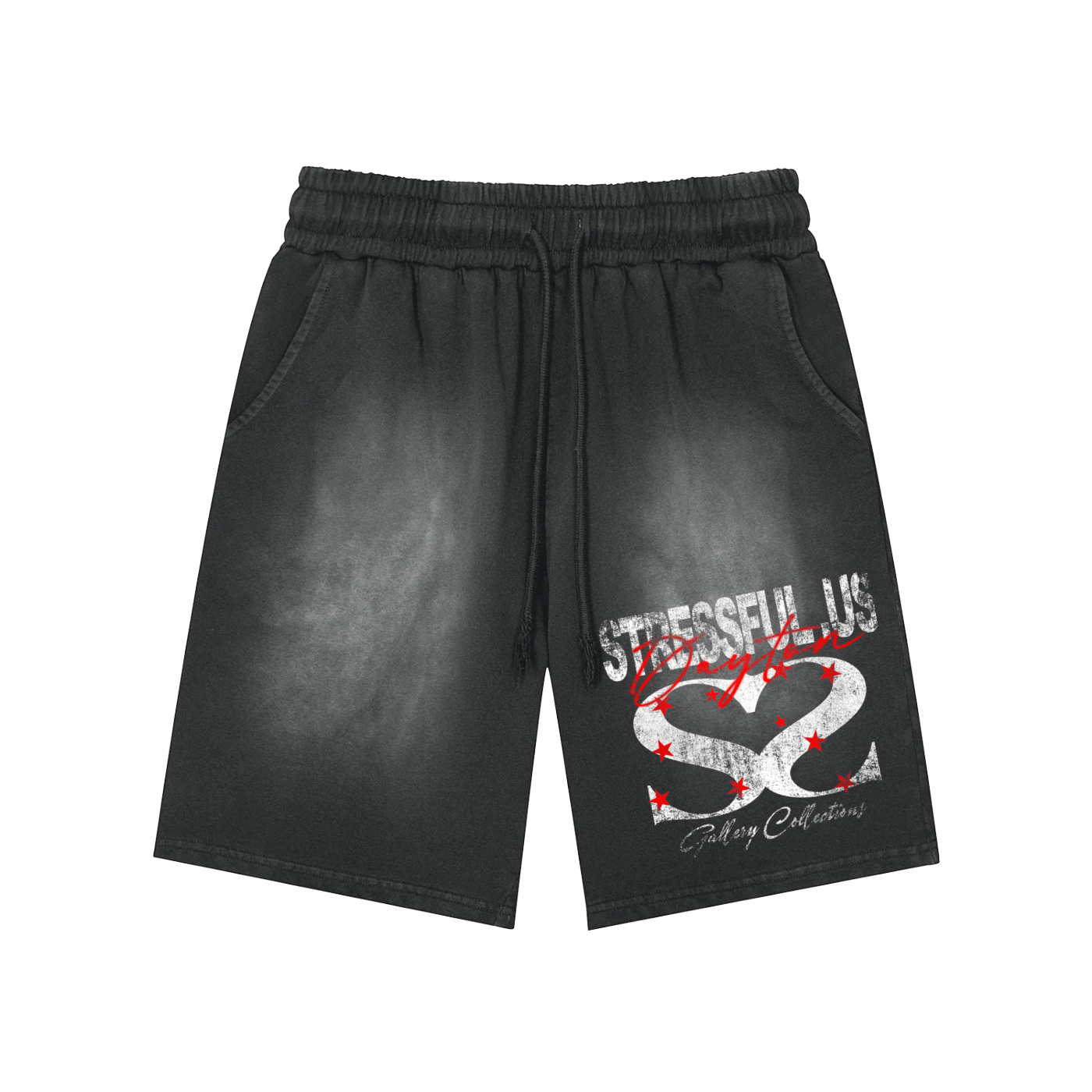 Rectangle Patch Monkey Washed Shorts