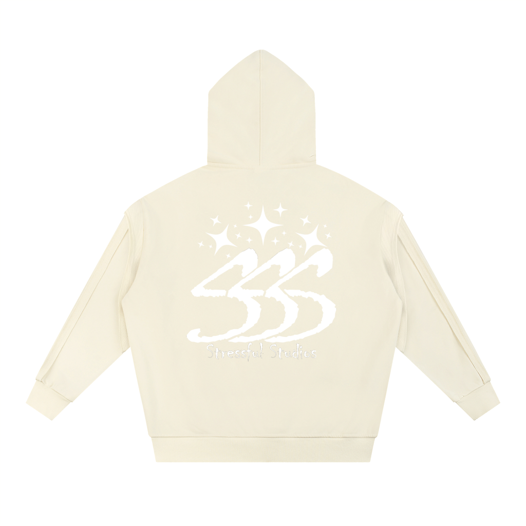 Contrast Tape Raw Edge Double Layered Hoodie