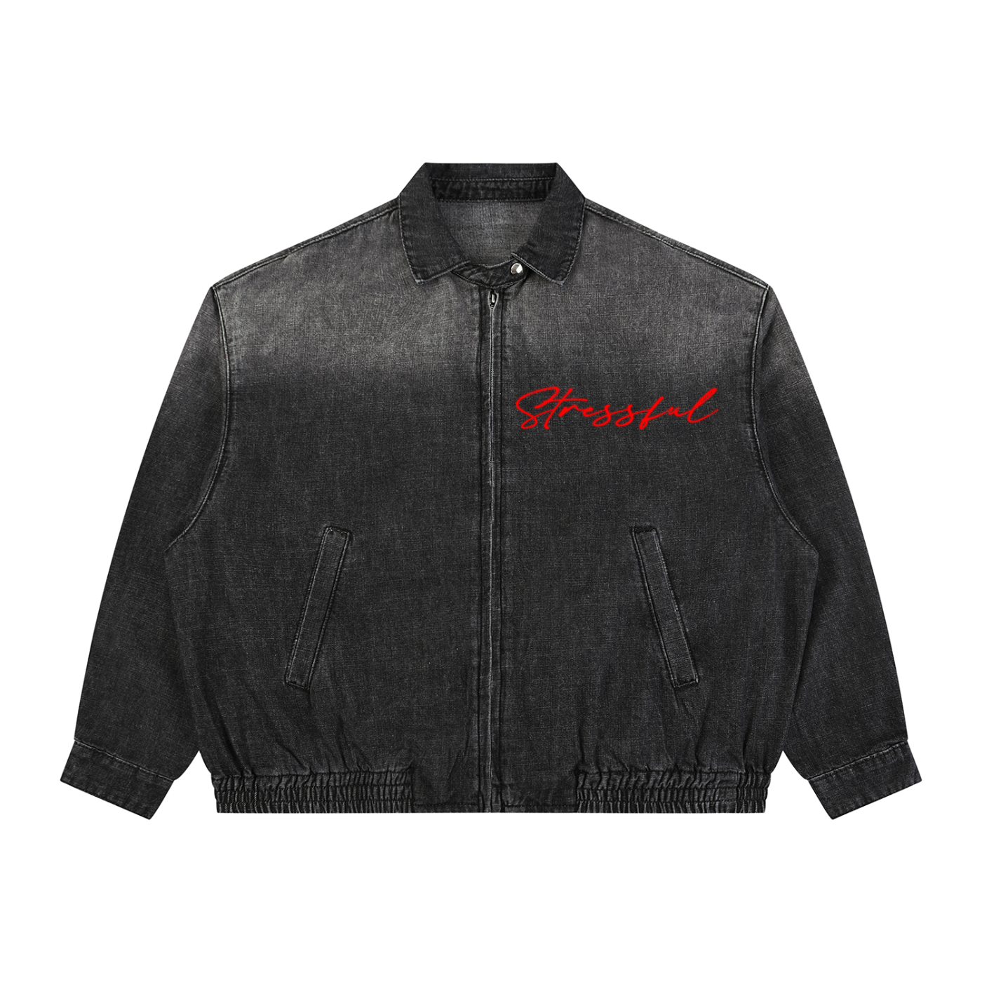 Unisex Vintage Wash Full-Zip Denim Jacket