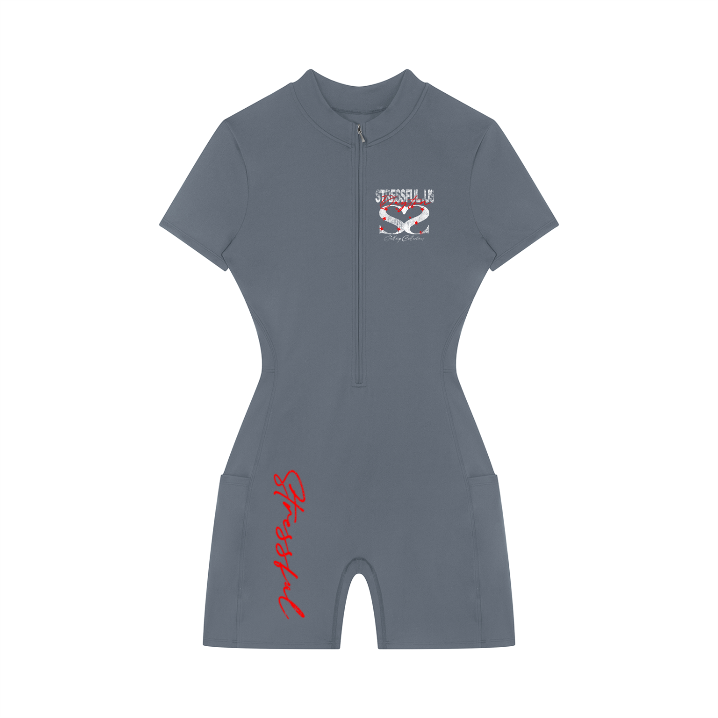 Women's Quarter-Zip Short Sleeve Romper