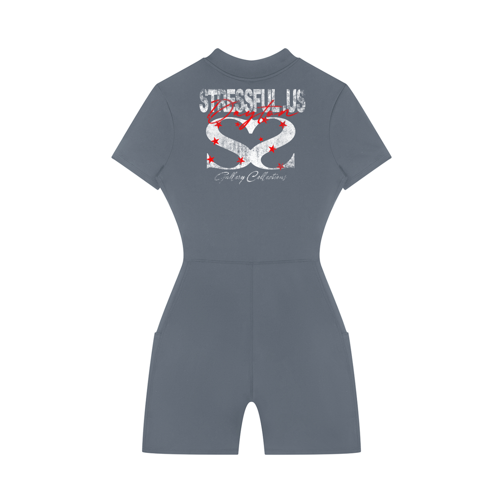 Women's Quarter-Zip Short Sleeve Romper