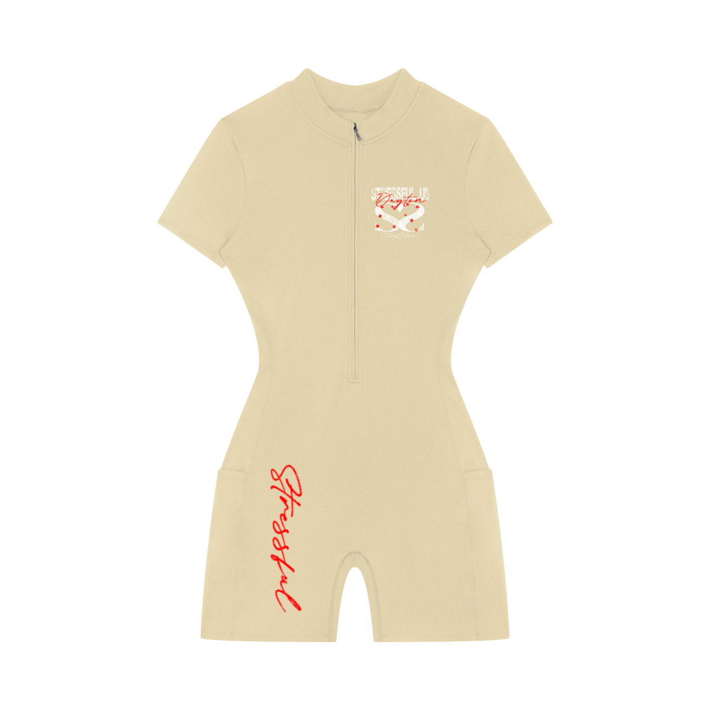 Women's Quarter-Zip Short Sleeve Romper