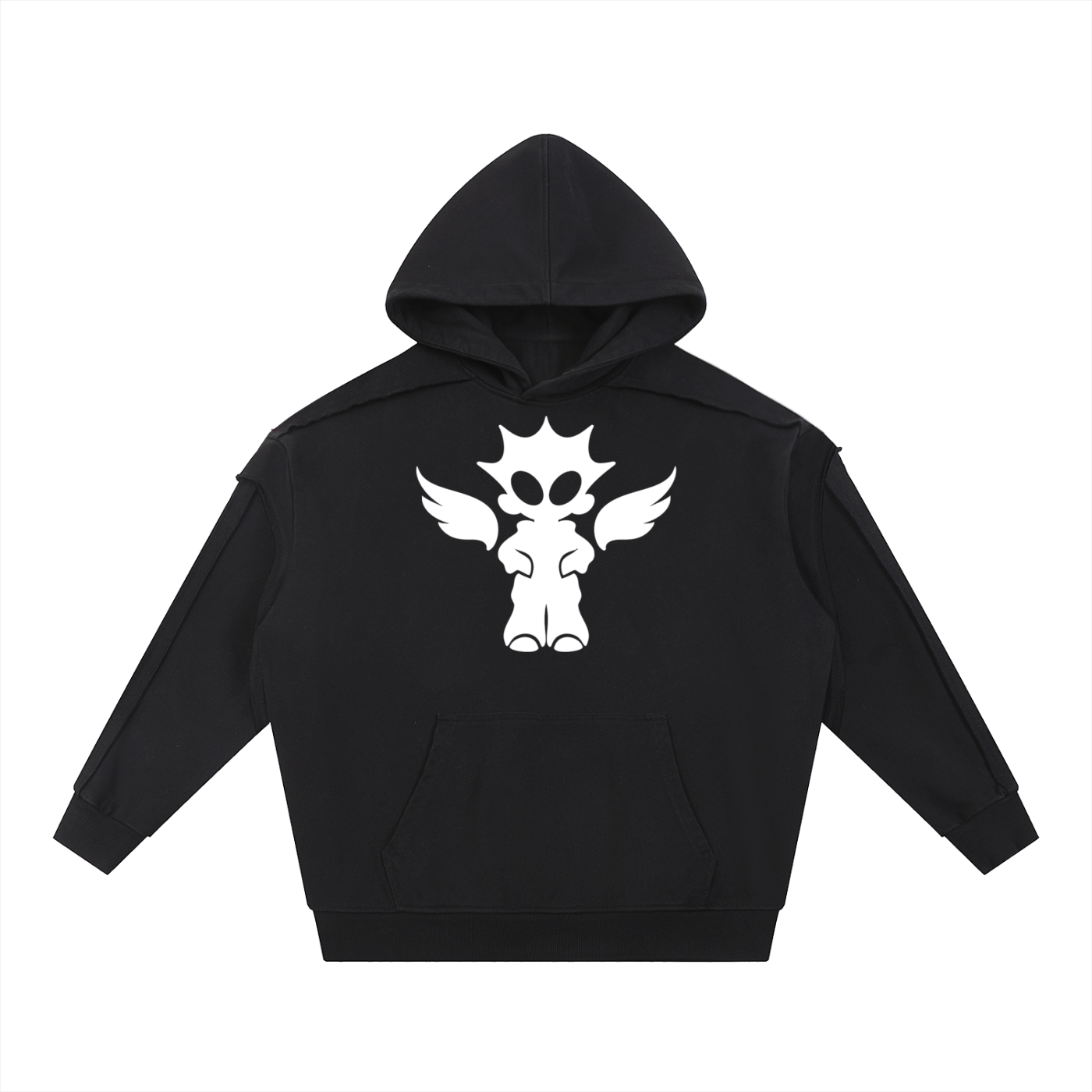 Contrast Tape Raw Edge Double Layered Hoodie